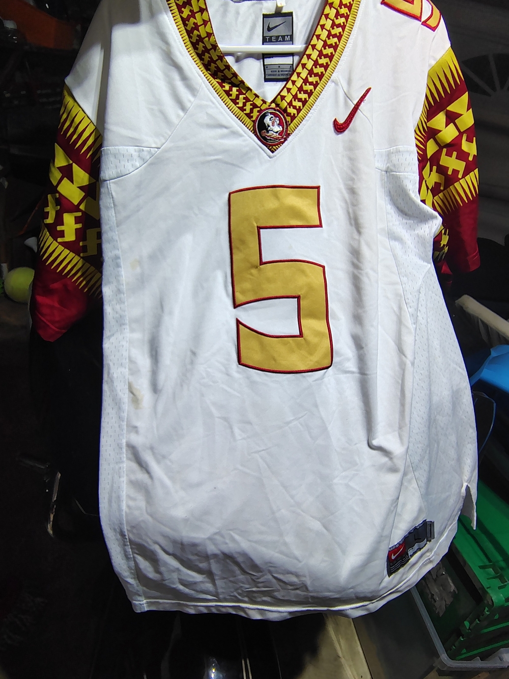 Nike Washington Redskins #5 Unconquered Jersey Men's White & Red Large